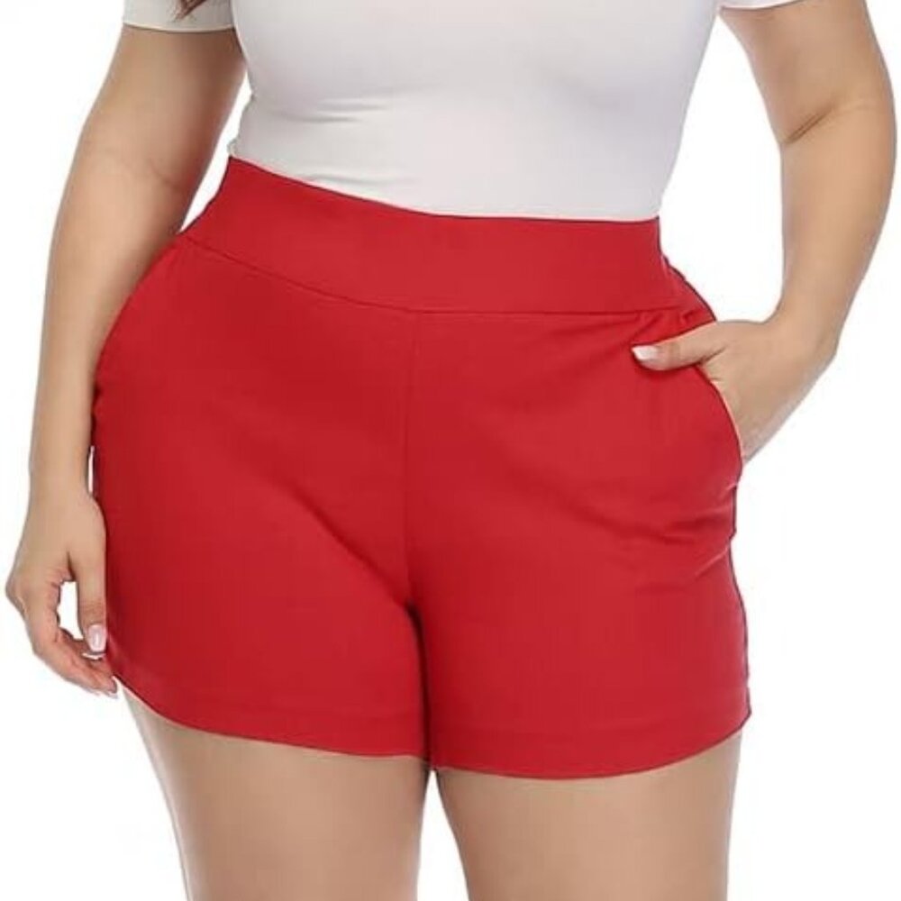 HDE Chino Shorts for Women 4" Inseam Elastic High Waisted Casual Summer Shorts